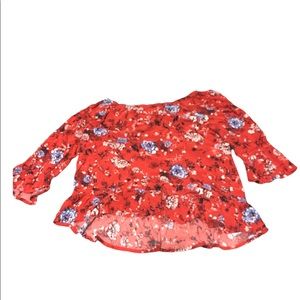 Off the shoulder red floral top